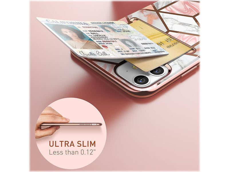 i-Blason Cosmo Wallet Case for iPhone 12 mini, Marble Pink (iPhone2020-5.4-CosCard-Marble)