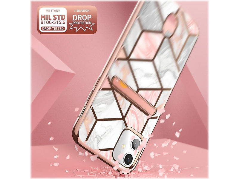 i-Blason Cosmo Wallet Case for iPhone 12 mini, Marble Pink (iPhone2020-5.4-CosCard-Marble)