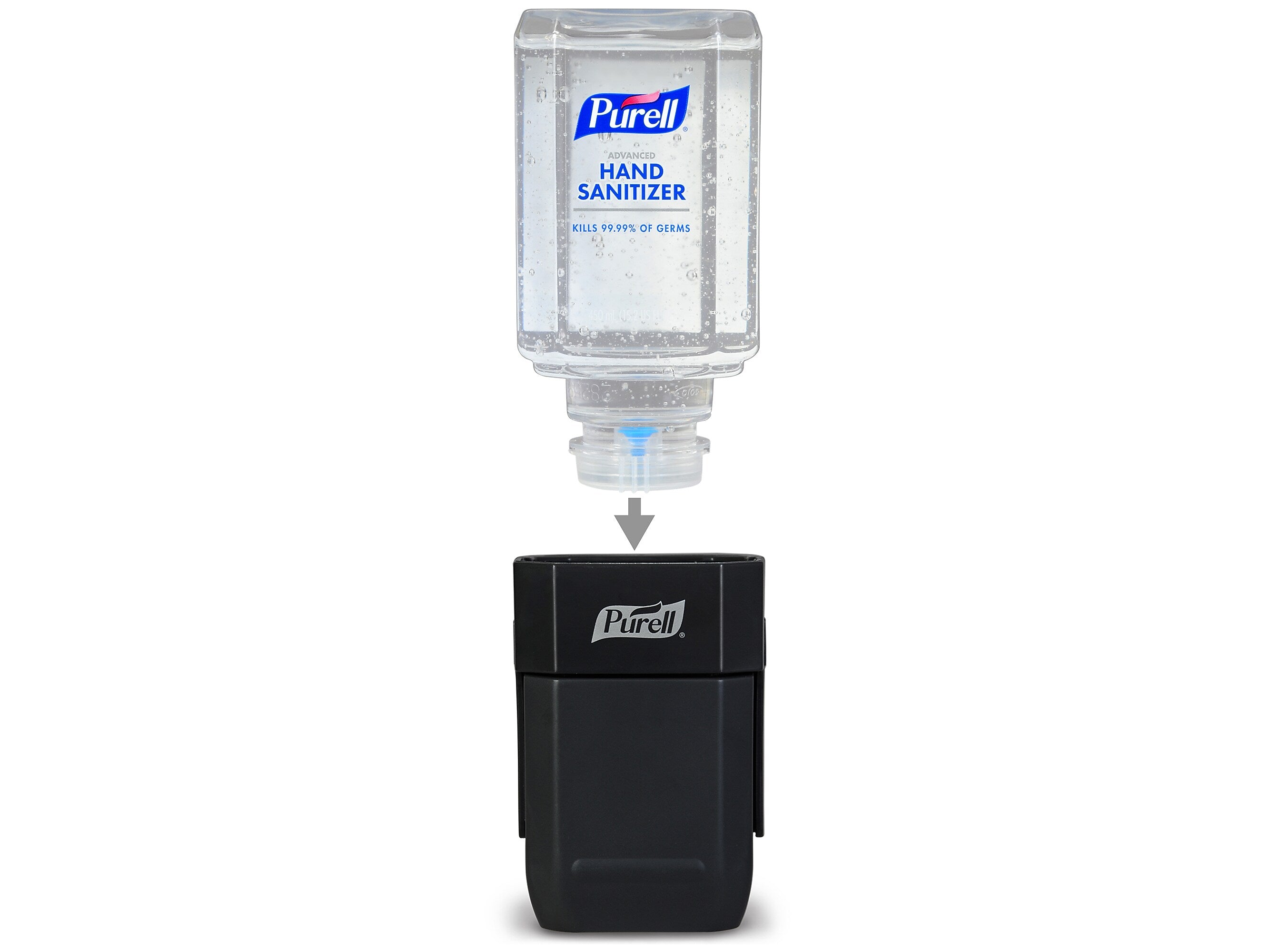 PURELL ES1 Dispenser Starter Kit Hand Sanitizer Dispenser, 450 mL Gel Refill Included, Graphite (4424-D6)