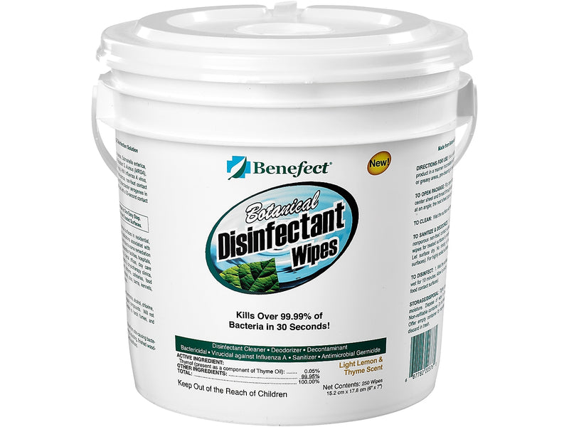 Benefect Botanical Disinfecting Wipes, Light Lemon/Thyme Scent, 250 Wipes/Container (20376)