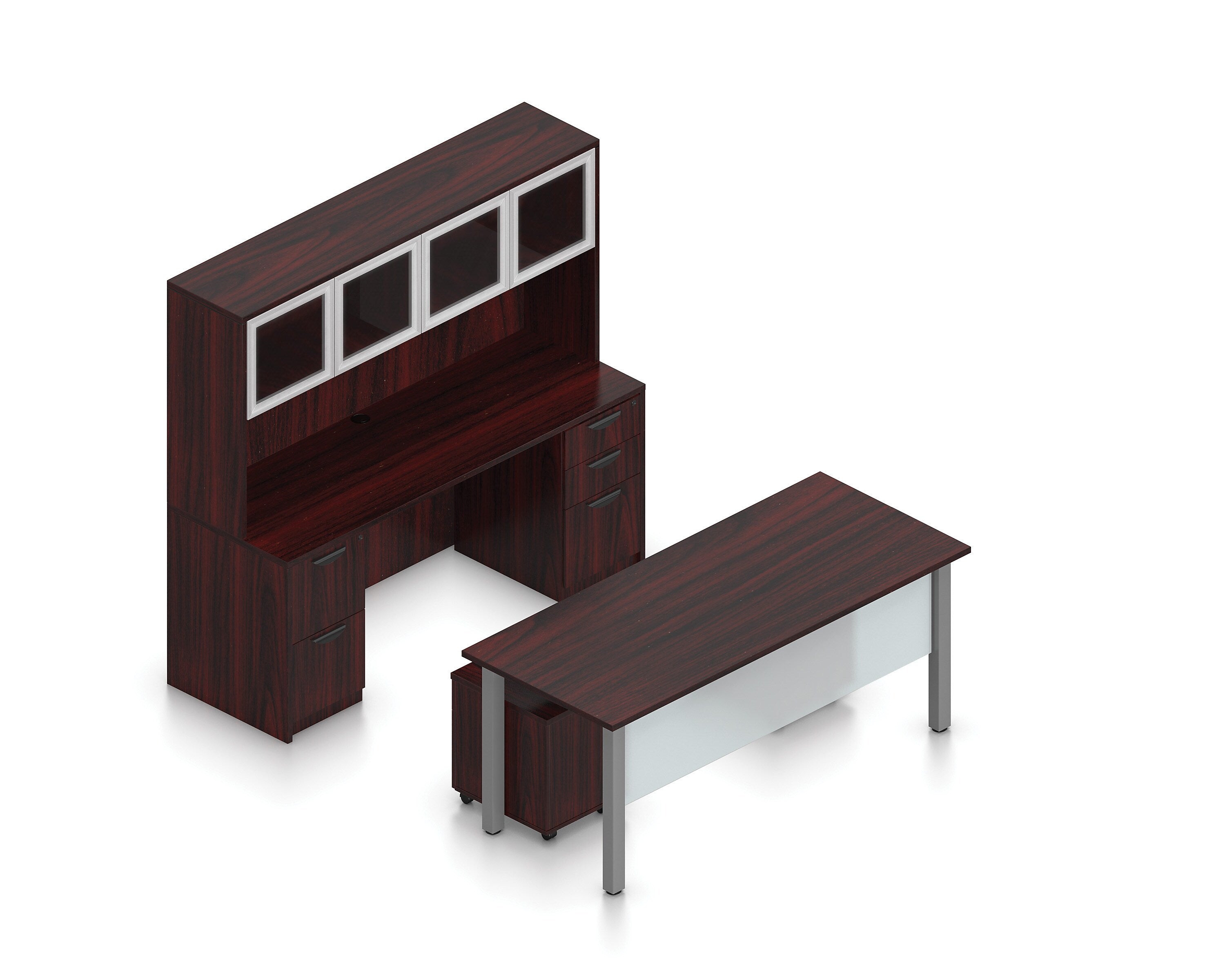 Offices To Go Superior 71" Workstation Desk Bundle, American Mahogany (TDOTG20-AML)