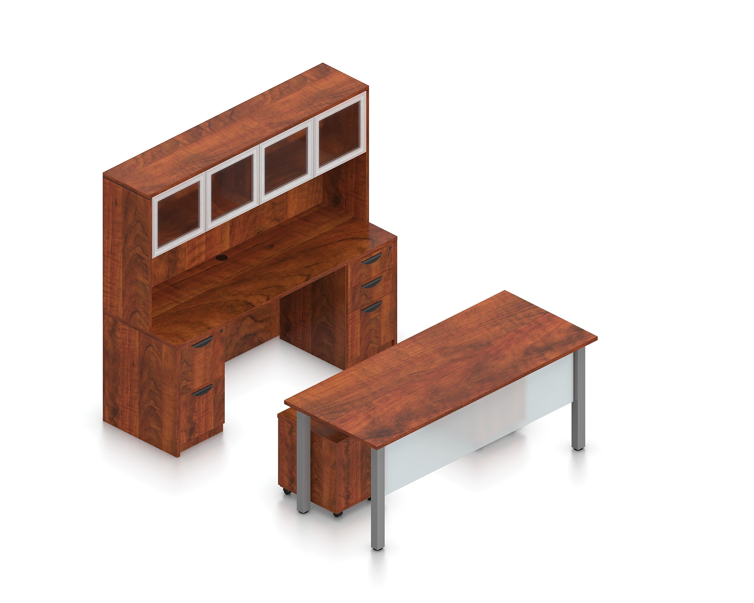 Offices To Go Superior 71" Workstation Desk Bundle, American Dark Cherry (TDOTG20-ADC)