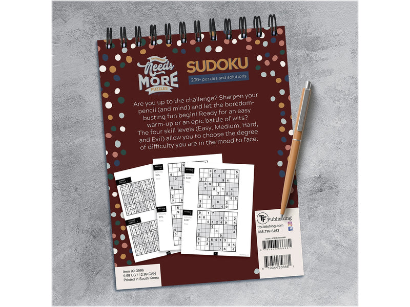 TF Publishing The World Needs More Puzzles Sudoku Pad, Entertainment, Multi-Grade (99-3996)