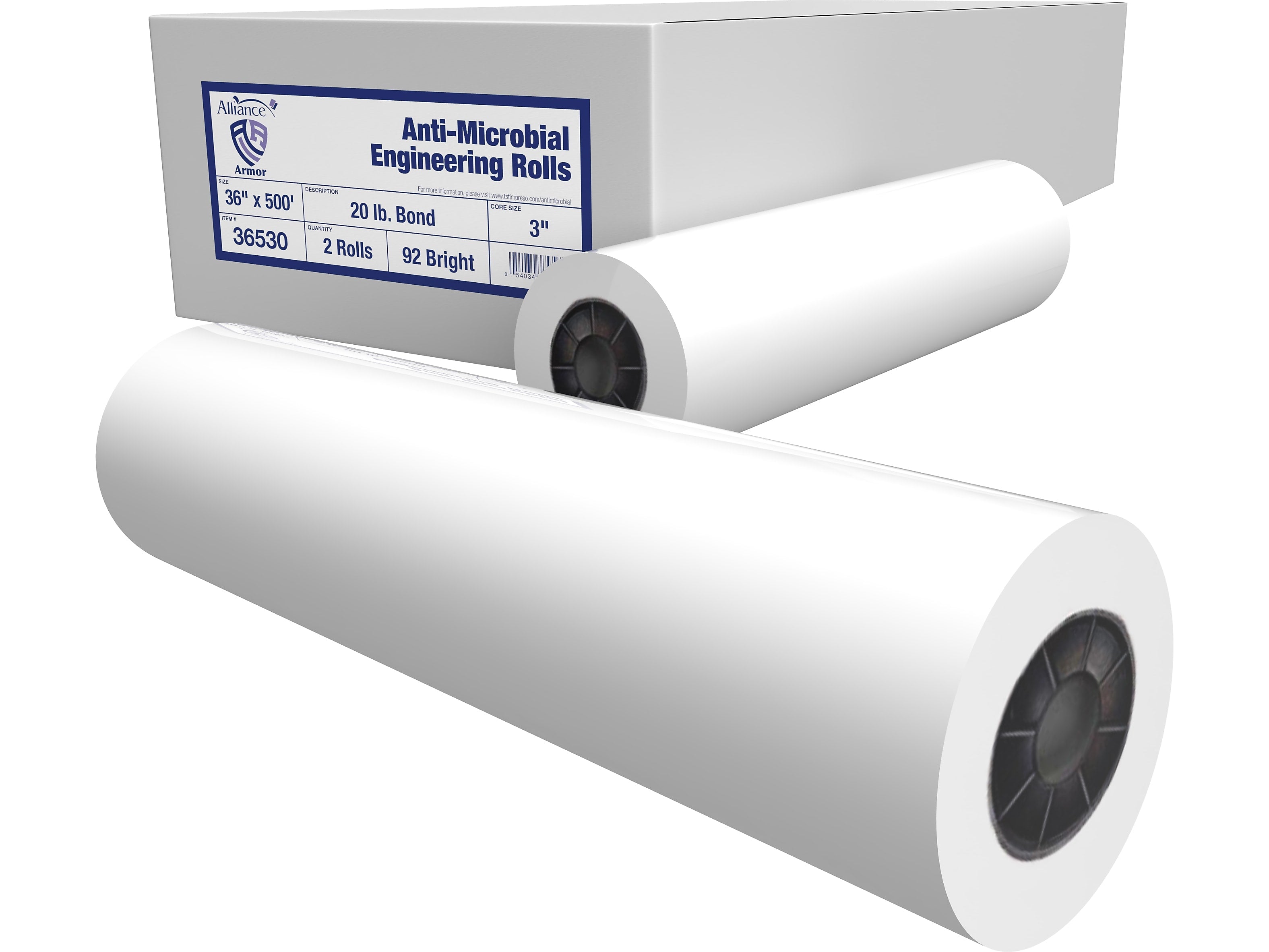 Alliance Armor Wide Format Engineering Paper, 36" x 500', Bond, 2/Carton (36530)