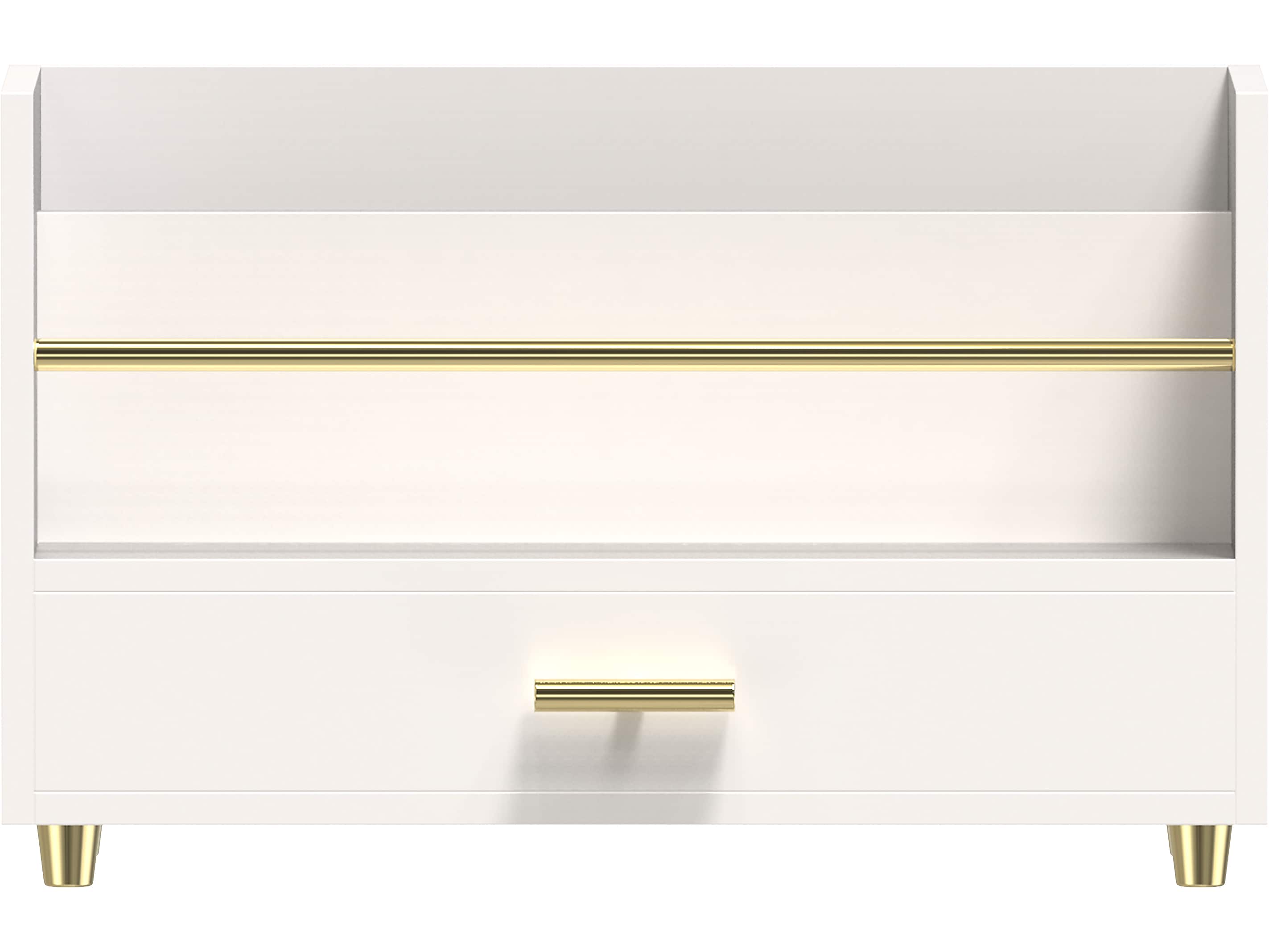U Brands Juliet 2-Compartment Pine Wood Letter Sorter with Drawer, White/Gold (3464U00-24)
