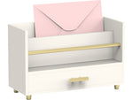 U Brands Juliet 2-Compartment Pine Wood Letter Sorter with Drawer, White/Gold (3464U00-24)