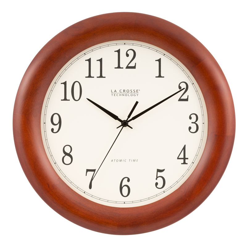 La Crosse Technology 12.5 Inch Cherry Wood Atomic Analog Clock (WT-3122A-INT)