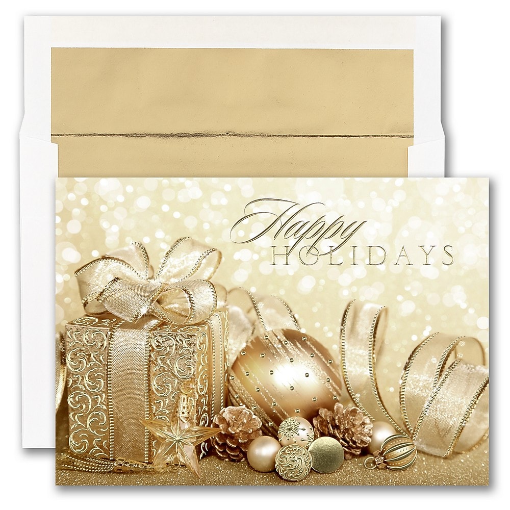 JAM PAPER Blank Christmas Cards & Matching Envelopes Set, Holiday Package, 25/Pack (526M1761WB)