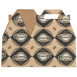 JAM PAPER Gable Gift Box with Handle, Medium, 4 x 8 x 5 1/4, Kraft & Coffee Design