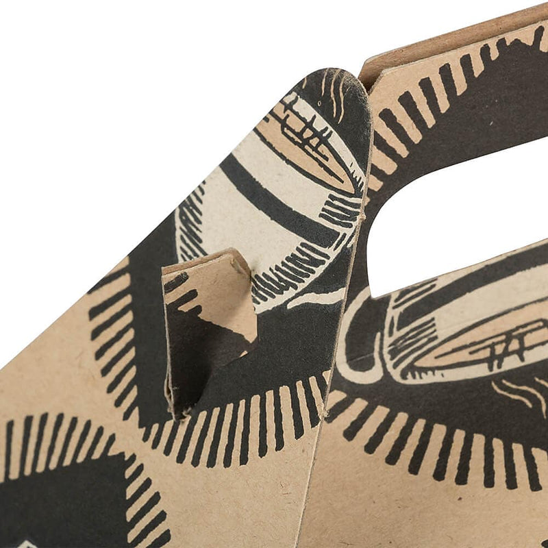 JAM PAPER Gable Gift Box with Handle, Medium, 4 x 8 x 5 1/4, Kraft & Coffee Design