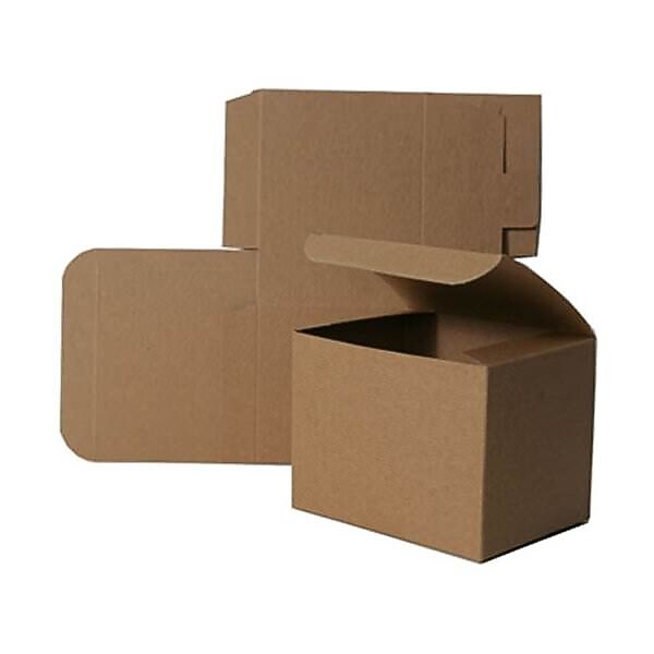 JAM Paper Open Lid Gift Boxes, 6" x 6" x 4", Kraft (5363911)