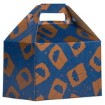 JAM PAPER Gable Gift Box with Handle, Medium, 4 x 8 x 5 1/4, Blue & Orange Flower Design