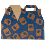 JAM PAPER Gable Gift Box with Handle, Medium, 4 x 8 x 5 1/4, Blue & Orange Flower Design