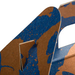 JAM PAPER Gable Gift Box with Handle, Medium, 4 x 8 x 5 1/4, Blue & Orange Flower Design