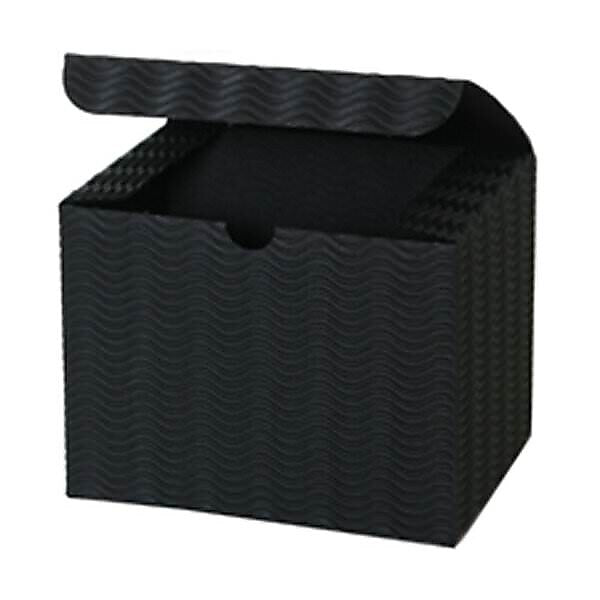 JAM Paper Gift boxes, 4.5" x 4.5" x 6", Black Corrugated Wave (8286319)