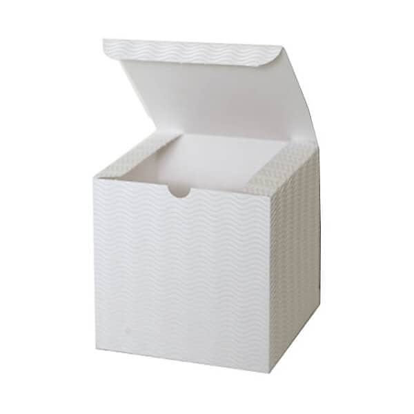 JAM Paper Open Lid Gift Boxes with Corrugated Waves, 6" x 6" x 6", White (8256316)