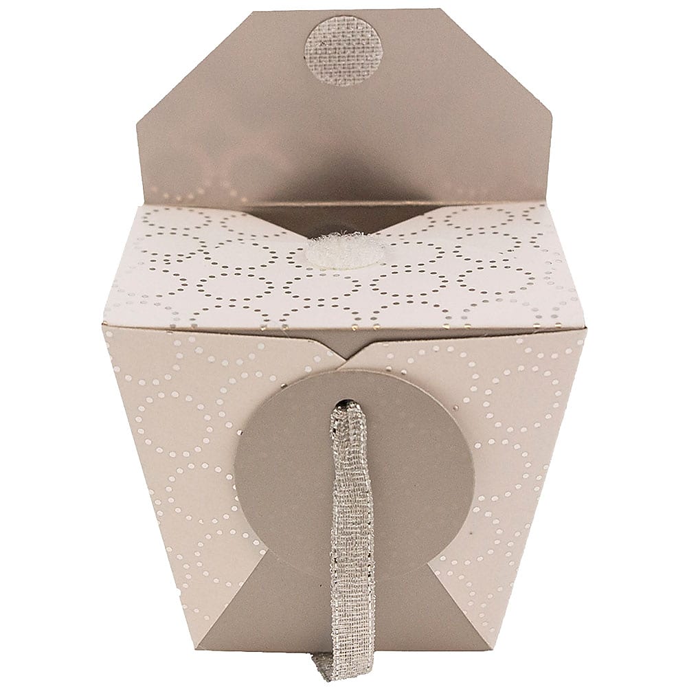 JAM PAPER Paper Chinese Take Out Containers, Small / Mini (2 1/2 x 2 x 2 1/2), White with Silver, 3/pack