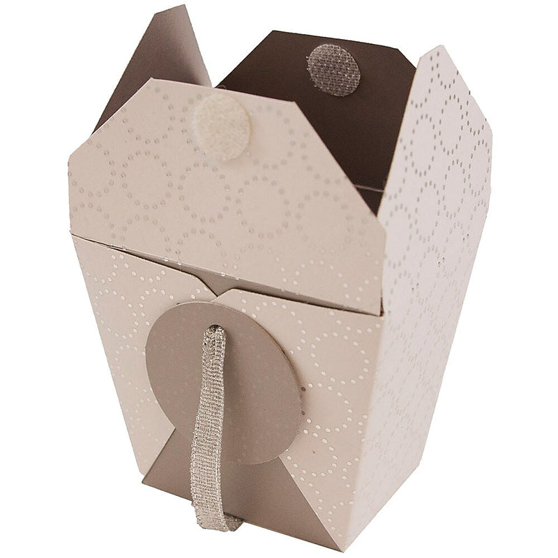 JAM PAPER Paper Chinese Take Out Containers, Small / Mini (2 1/2 x 2 x 2 1/2), White with Silver, 3/pack