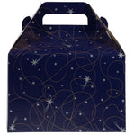 JAM PAPER Gable Gift Box with Handle, Medium, 4 x 8 x 5 1/4, Purple Shooting Stars Design
