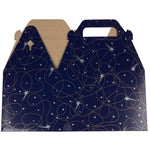 JAM PAPER Gable Gift Box with Handle, Medium, 4 x 8 x 5 1/4, Purple Shooting Stars Design