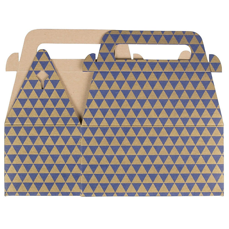 JAM PAPER Gable Gift Box with Handle, Small, 3 1/4 x 6 x 3, Purple & Gold Diamond