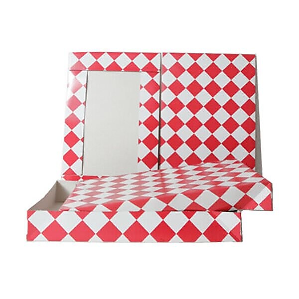 JAM Paper Gift Box, 9.5" x 15" x 2", Red/White (5683947)