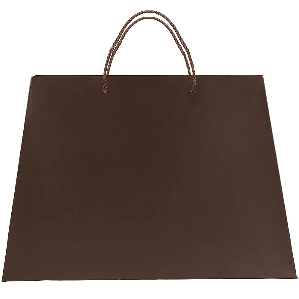 JAM Paper Matte Trapezoid Gift Bags with Rope Handles, 12" x 5" x 11", Matte Chocolate Brown, 100 Bags/Pack (1181214684B)
