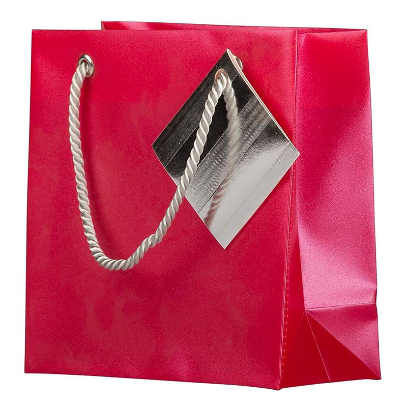 JAM PAPER Opaque Shopping Bags, Mini, 5 3/4 x 5 3/4 x 2 1/2, Red, Bulk 100 Bags/Pack (461996B)