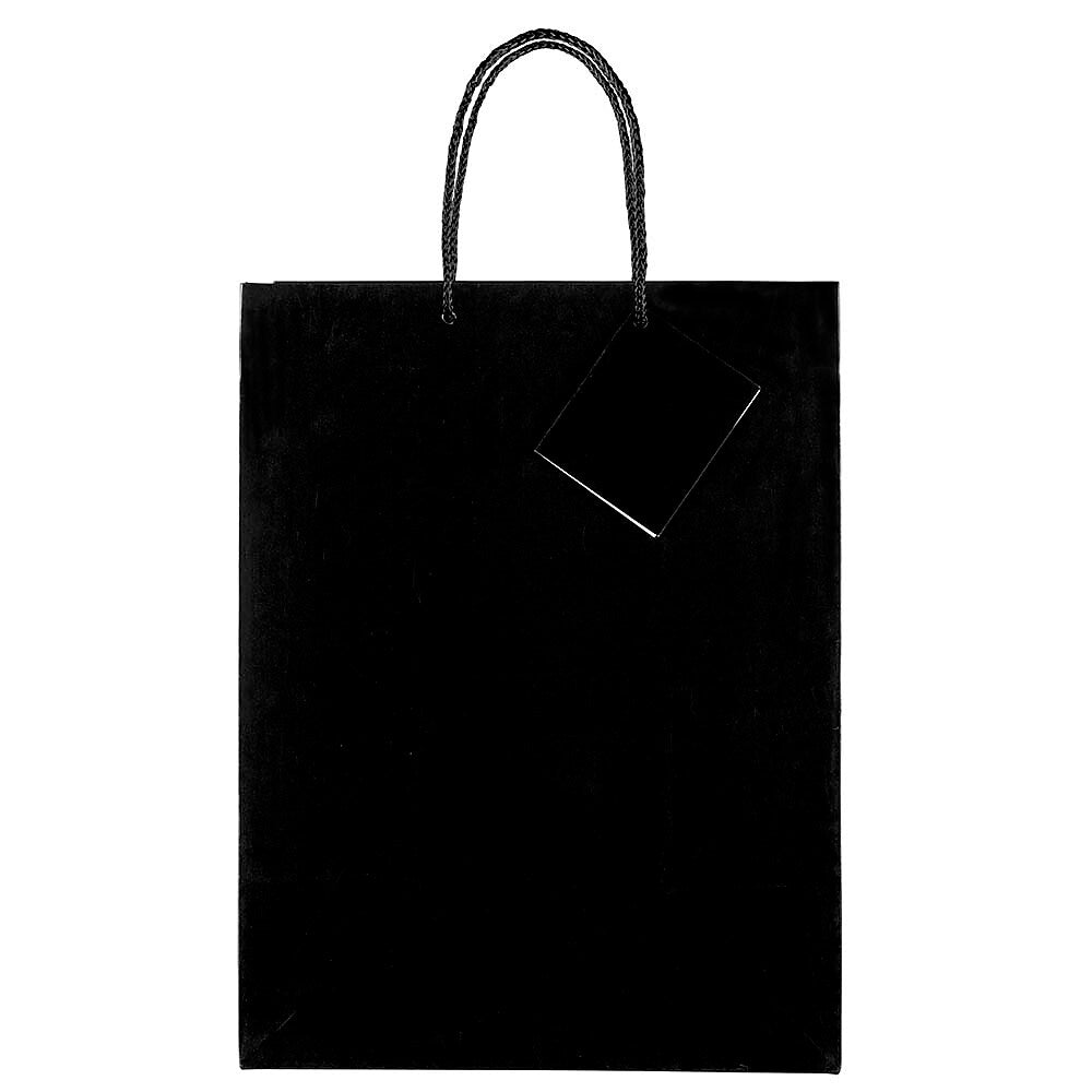 JAM Paper Glossy Gift Bags with Rope Handles, 10" x 5" x 13", Black, 100 Bags/Pack (673GLBL100)