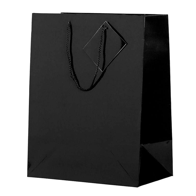 JAM Paper Glossy Gift Bag with Rope Handles, 10" x 5" x 13", Black, 3 Bags/Pack (673GLBLB)