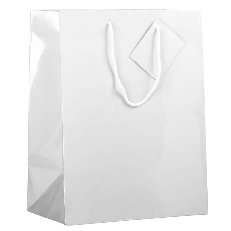 JAM Paper Glossy Gift Bag with Rope Handles, 10" x 5" x 13", White, 3 Bags/Pack (673GLWHB)