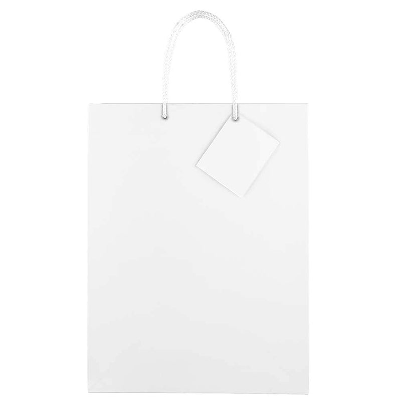 JAM Paper Glossy Gift Bag with Rope Handles, 10" x 5" x 13", White, 3 Bags/Pack (673GLWHB)