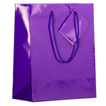 JAM Paper Glossy Gift Bag with Rope Handles, 8" x 4" x 10", Purple, 3 Bags/Pack (672GLPUB)