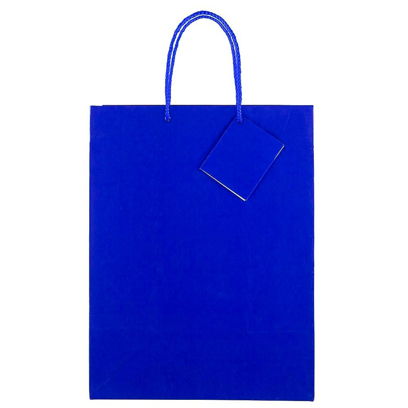 JAM Paper Glossy Gift Bag with Rope Handles, 10" x 5" x 13", Blue, 3 Bags/Pack (673GLBUB)