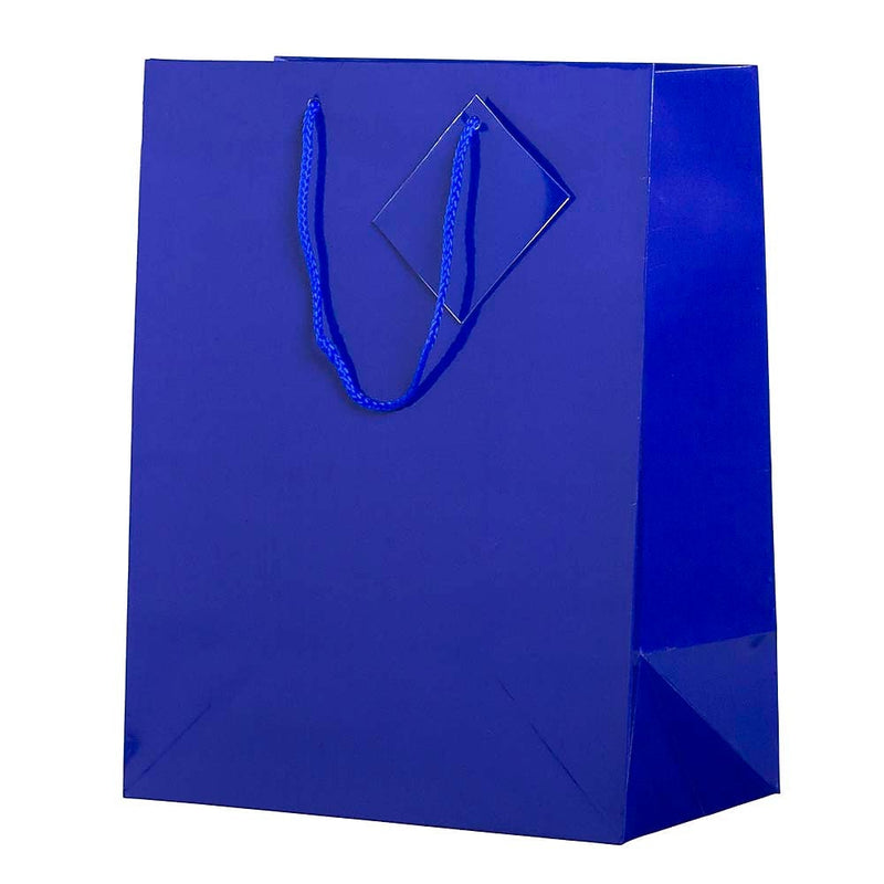 JAM Paper Glossy Gift Bag with Rope Handles, 10" x 5" x 13", Blue, 3 Bags/Pack (673GLBUB)
