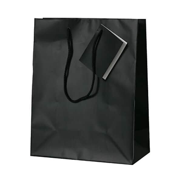 JAM Paper Matte Gift Bag with Rope Handles, 8" x 10" x 4", Black, 3 Bags/Pack (672MABLA)