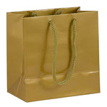 JAM Paper Glossy Gift Bag with Rope Handles, 6.5" x 6.5" x 3.5", Gold, 3 Bags/Pack (896GLGOA)