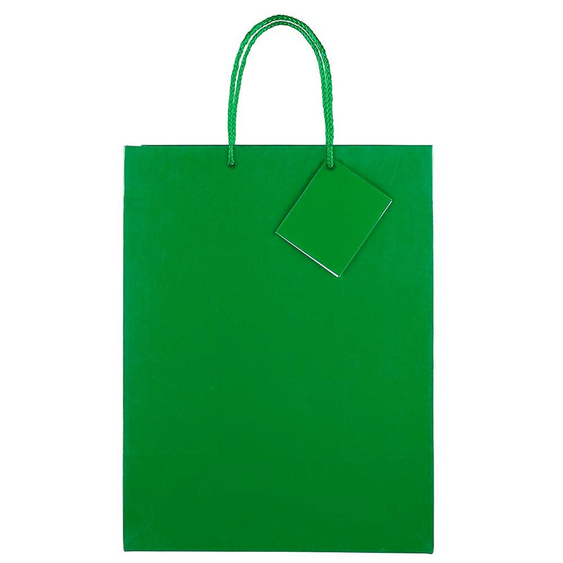 JAM Paper Glossy Gift Bags with Rope Handles, 10" x 13", Green, 3 Bags/Pack (673GLGRB)