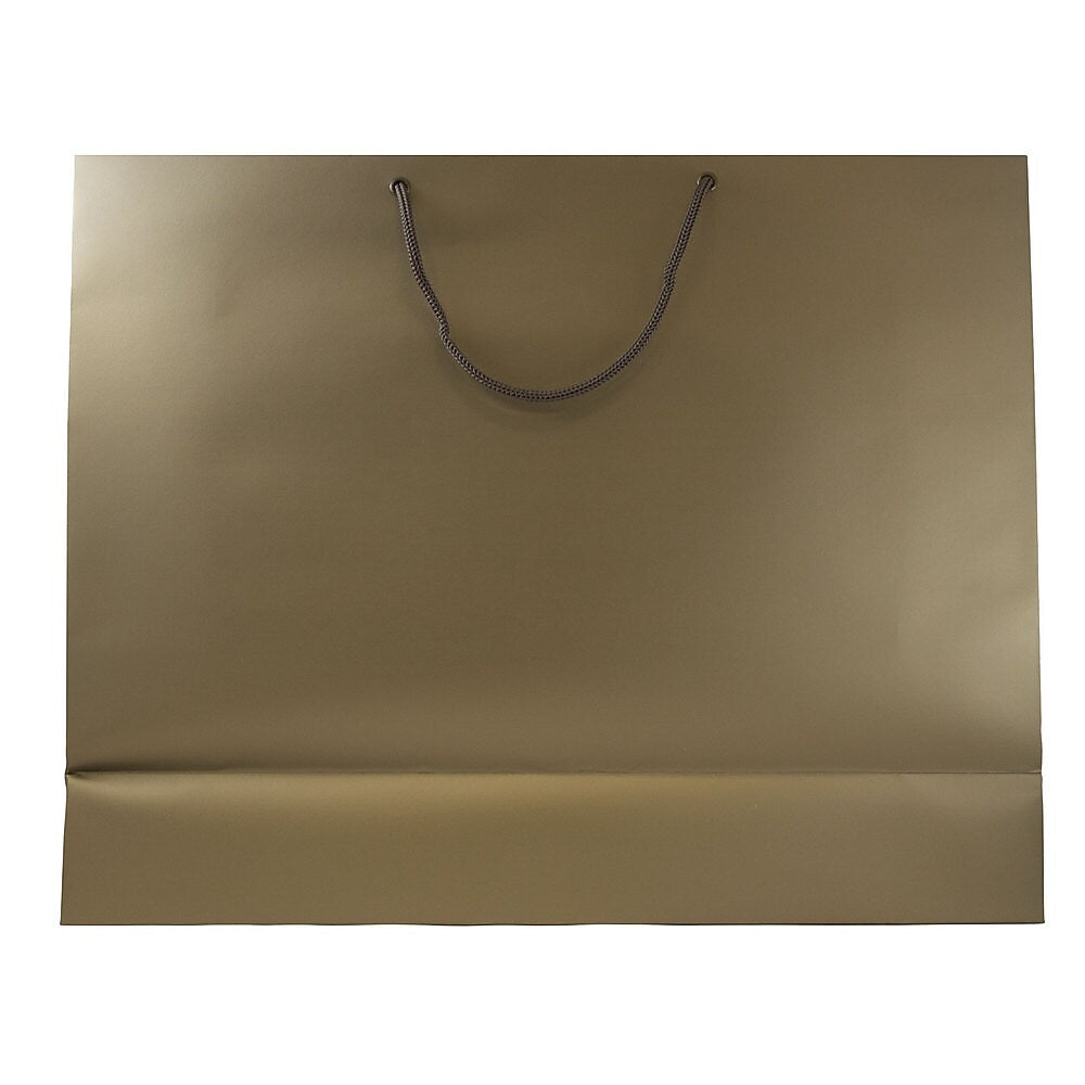 JAM Paper Matte Gift Bag with Rope Handles, 20" x 16" x 6", Bronze, 24 Bags/Box (4431786B)