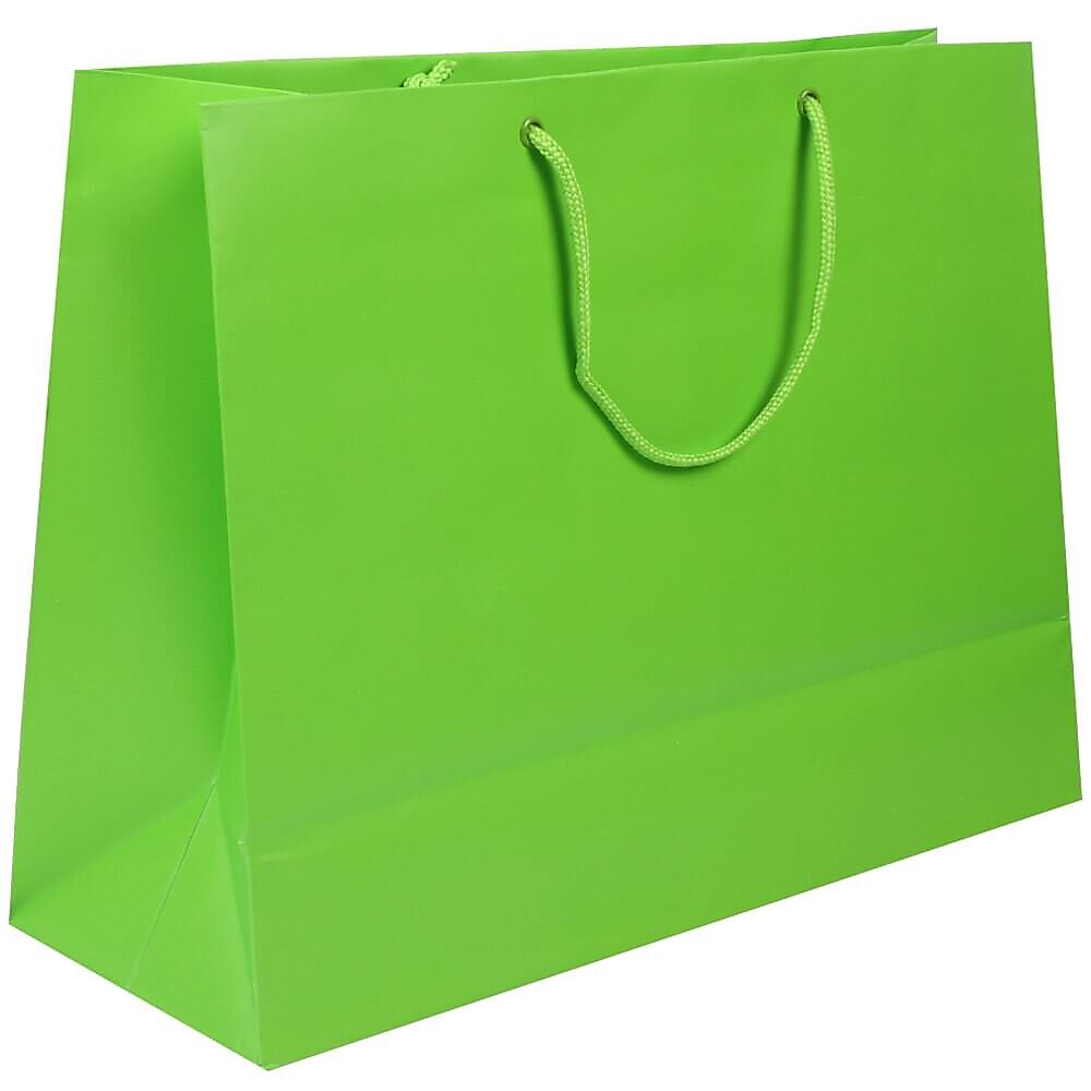JAM Paper Gift Bags with Rope Handles, 16" x 12" x 6", Matte Lime Green, 100 Bags/Pack (774MALIB)