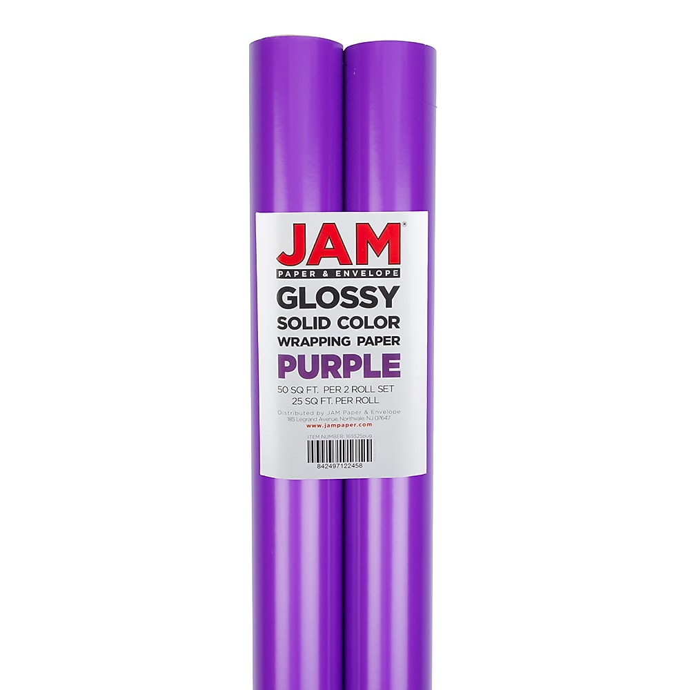 JAM Paper Wrapping Paper, 25 Sq. ft. x 30", Purple, 2/Pack (165S25PUG)