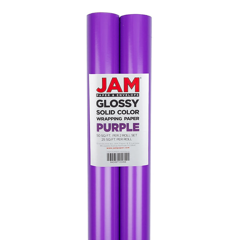 JAM Paper Wrapping Paper, 25 Sq. ft. x 30", Purple, 2/Pack (165S25PUG)