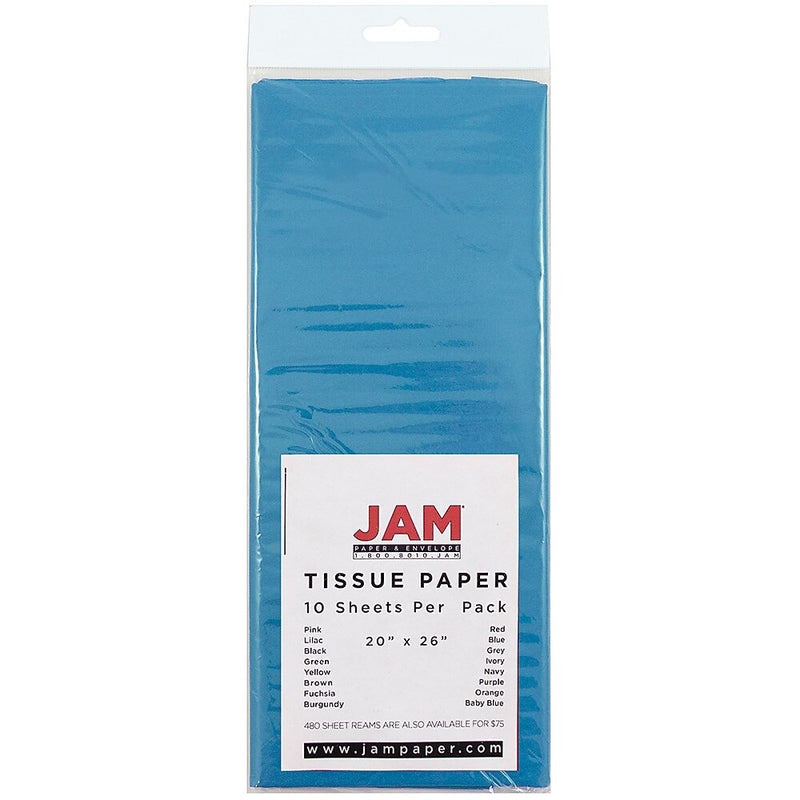 JAM Paper 20" x 26" Tissue Paper, Bright Blue, 20 Sheets/Pack (1152346A)