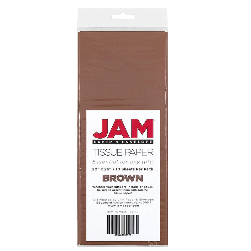 JAM Paper 20" x 26" Tissue Paper, Brown, 20 Sheets/pack (1152349A)