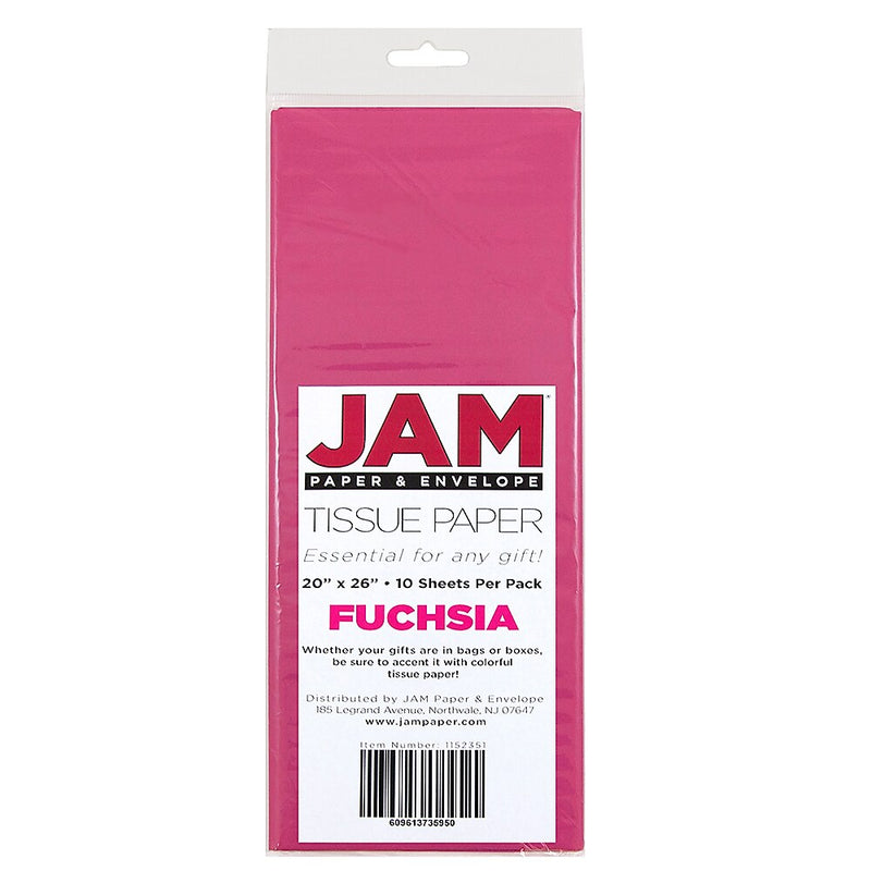 JAM Paper 20" x 26" Tissue Paper, Fuchsia, 20 Sheets/pack (1152351A)