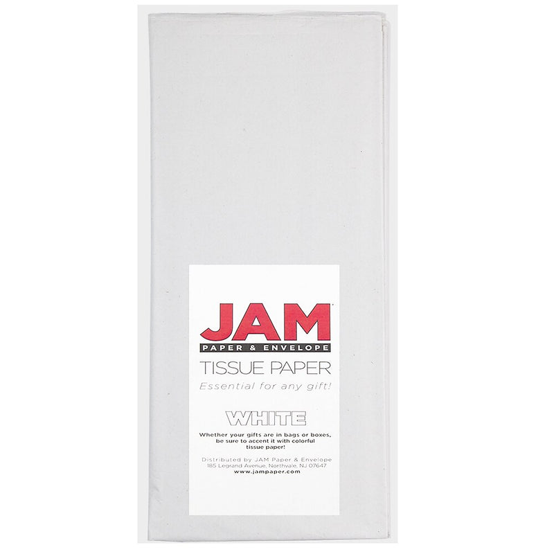 JAM Paper 20" x 26" Tissue Paper, White, 10 Sheets/Pack (11537395A)