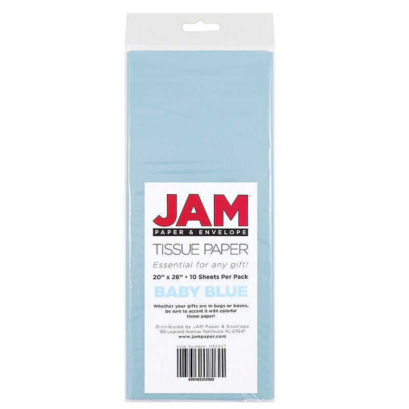 JAM Paper 20" x 26" Tissue Paper, Baby Blue, 20 Sheets/Pack (1152347A)
