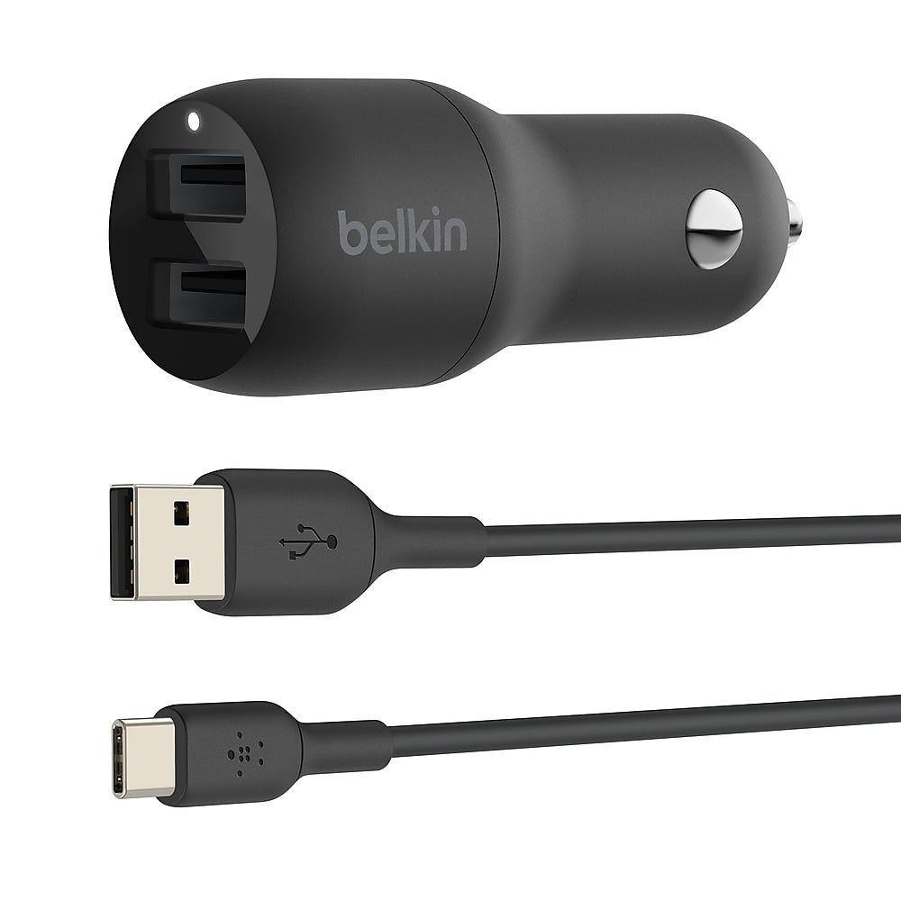 Belkin BOOST CHARGE USB-A Car Charger, 24W, Black (CCE001BT1MBK)