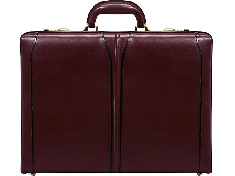 McKlein Lawson V Series Leather Attache, Laptop Compatible, Burgundy (80456)