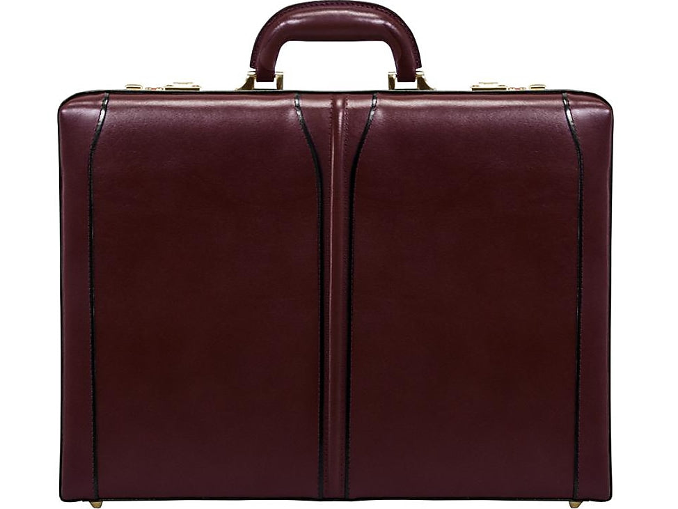 McKlein Lawson V Series Leather Attache, Laptop Compatible, Burgundy (80456)